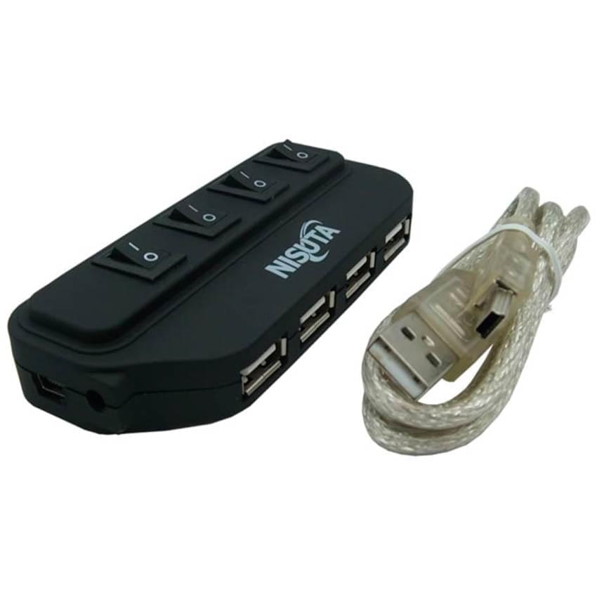 Hub Usb 2.0 4 Puertos Con Switch Individuales Nisuta Ns-Uh2083